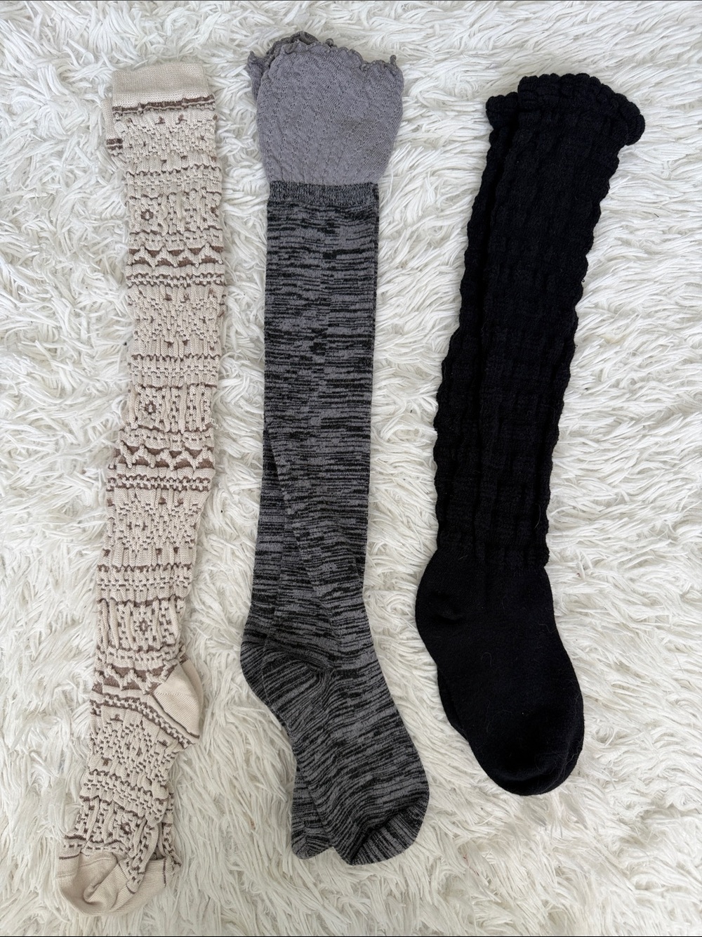 Bundle of 3 Pairs of High Socks Thigh Knee